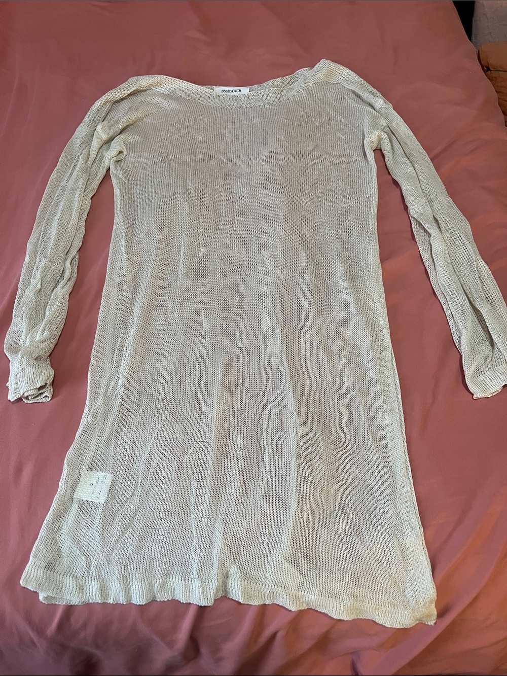 Light Cream Knit Swim Coverup Tunic - Breathable Beach Layer